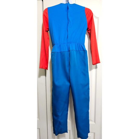 Super Mario Brothers Kids Costume with Stuffed Belly Hat Mustache Halloween 7-8 - Picture 8 of 9